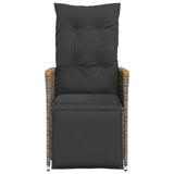 Reclining Garden Chairs 2 pcs with Cushions Grey Poly Rattan