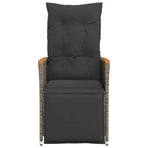 Reclining Garden Chairs 2 pcs with Cushions Grey Poly Rattan