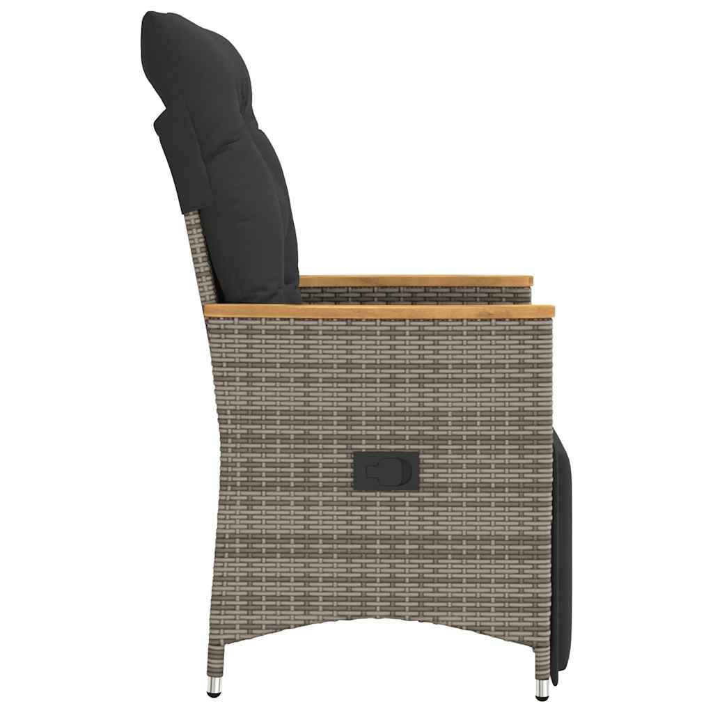 Reclining Garden Chairs 2 pcs with Cushions Grey Poly Rattan