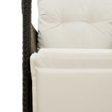 3 Piece Bistro Set with Cushions Black Poly Rattan - Close-Up Angle
