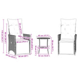 3 Piece Bistro Set with Cushions Black Poly Rattan - Extra Image