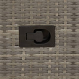 3 Piece Bistro Set with Cushions Grey Poly Rattan - Rear View
