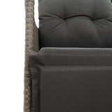 3 Piece Bistro Set with Cushions Grey Poly Rattan - Close-Up Angle
