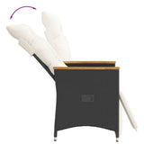 3 Piece Bistro Set with Cushions Black Poly Rattan - 45-Degree Angle