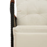 3 Piece Bistro Set with Cushions Black Poly Rattan - Close-Up Angle