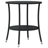 3 Piece Bistro Set with Cushions Black Poly Rattan - Low Angle