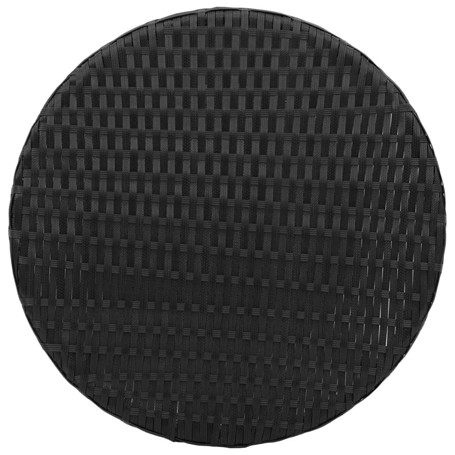3 Piece Bistro Set with Cushions Black Poly Rattan