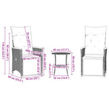3 Piece Bistro Set with Cushions Black Poly Rattan - Extra Image