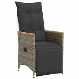 3 Piece Bistro Set with Cushions Grey Poly Rattan - Top-Down View