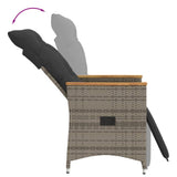 3 Piece Bistro Set with Cushions Grey Poly Rattan - 45-Degree Angle
