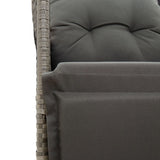 3 Piece Bistro Set with Cushions Grey Poly Rattan - Close-Up Angle