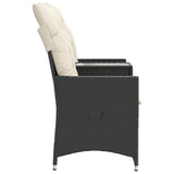 Reclining Garden Sofa 2-Seater with Table Black Poly Rattan - 45-Degree Angle