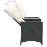Reclining Garden Sofa 2-Seater with Table Black Poly Rattan - Close-Up Angle