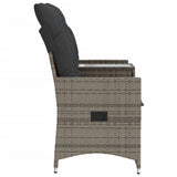 Reclining Garden Sofa 2-Seater with Table Grey Poly Rattan - 45-Degree Angle