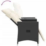 Reclining Garden Sofa 2-Seater with Table Black Poly Rattan - Close-Up Angle