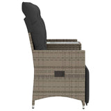 Reclining Garden Sofa 2-Seater with Table Grey Poly Rattan - 45-Degree Angle