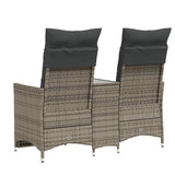 Reclining Garden Sofa 2-Seater with Table Grey Poly Rattan - Rear View