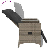 Reclining Garden Sofa 2-Seater with Table Grey Poly Rattan - Close-Up Angle