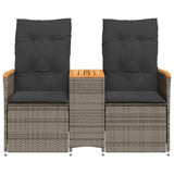 Reclining Garden Sofa 2-Seater with Table Grey Poly Rattan - Top-Down View