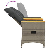 Reclining Garden Sofa 2-Seater with Table Grey Poly Rattan - Close-Up Angle