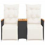 Reclining Garden Sofa 2-Seater with Table Black Poly Rattan