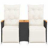 Reclining Garden Sofa 2-Seater with Table Black Poly Rattan - Top-Down View
