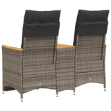 Reclining Garden Sofa 2-Seater with Table Grey Poly Rattan - 45-Degree Angle