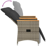 Reclining Garden Sofa 2-Seater with Table Grey Poly Rattan - Rear View