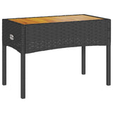 Garden Bench 2-Seater with Cushions and Table Black Poly Rattan - Rear View
