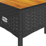 Garden Bench 2-Seater with Cushions and Table Black Poly Rattan - Extra Image