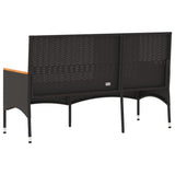 Garden Bench 3-Seater with Cushions Black Poly Rattan - Rear View