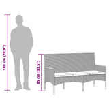 Garden Bench 3-Seater with Cushions Black Poly Rattan - Extra Image