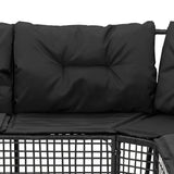 Garden Sofa with Cushions and Footstool L-Shaped Black Poly Rattan - Rear View
