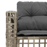 Garden Sofa with Cushions and Footstool L-Shaped Grey Poly Rattan - Close-Up Angle