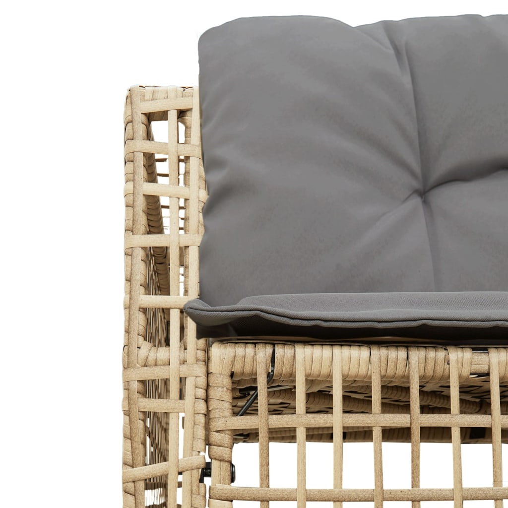 Garden Sofa with Cushions and Footstool L-Shaped Beige Poly Rattan