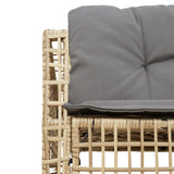 Garden Sofa with Cushions and Footstool L-Shaped Beige Poly Rattan - Close-Up Angle