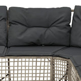 Garden Sofa with Cushions and Footstool L-Shaped Light Grey Poly Rattan
