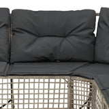 Garden Sofa with Cushions and Footstool L-Shaped Light Grey Poly Rattan - Rear View