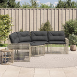 Garden Sofa with Cushions and Footstool L-Shaped Light Grey Poly Rattan