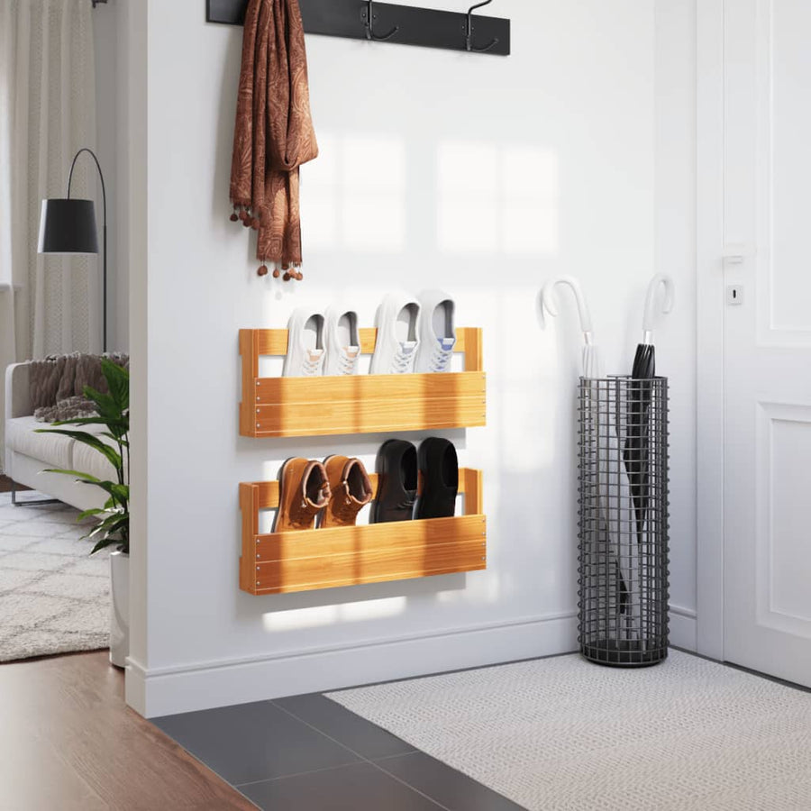 Wall-mounted Shoe Racks 2 pcs Wax Brown 59x8.5x23.5 cm