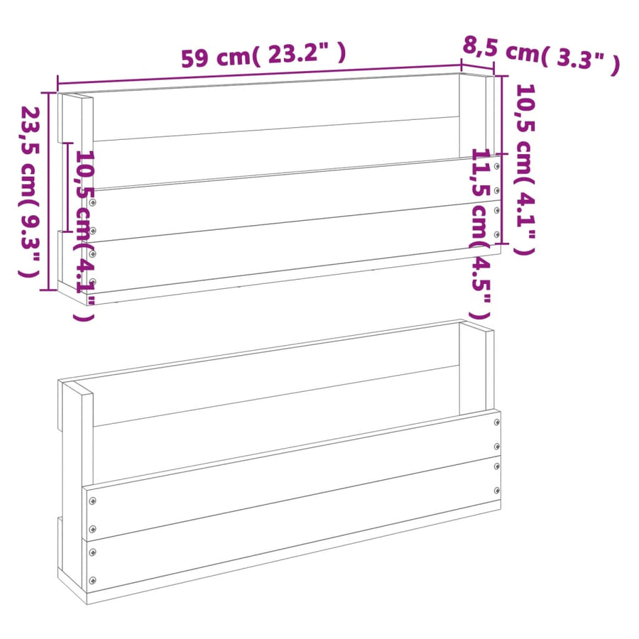 Wall-mounted Shoe Racks 2 pcs Wax Brown 59x8.5x23.5 cm
