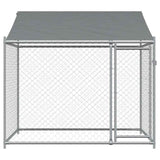 Dog Cage with Roof and Door Grey 2x2x2 m Galvanised Steel - Top-Down View