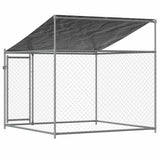 Dog Cage with Roof and Door Grey 2x2x2 m Galvanised Steel - Rear View