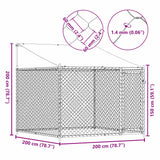 Dog Cage with Roof and Door Grey 2x2x2 m Galvanised Steel - Low Angle