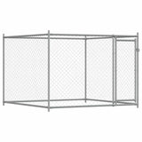 Dog Cage with Door Grey 2x2x1.5 m Galvanised Steel - Front View