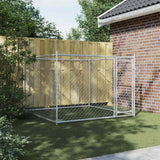 Dog Cage with Door Grey 2x2x1.5 m Galvanised Steel - Side View