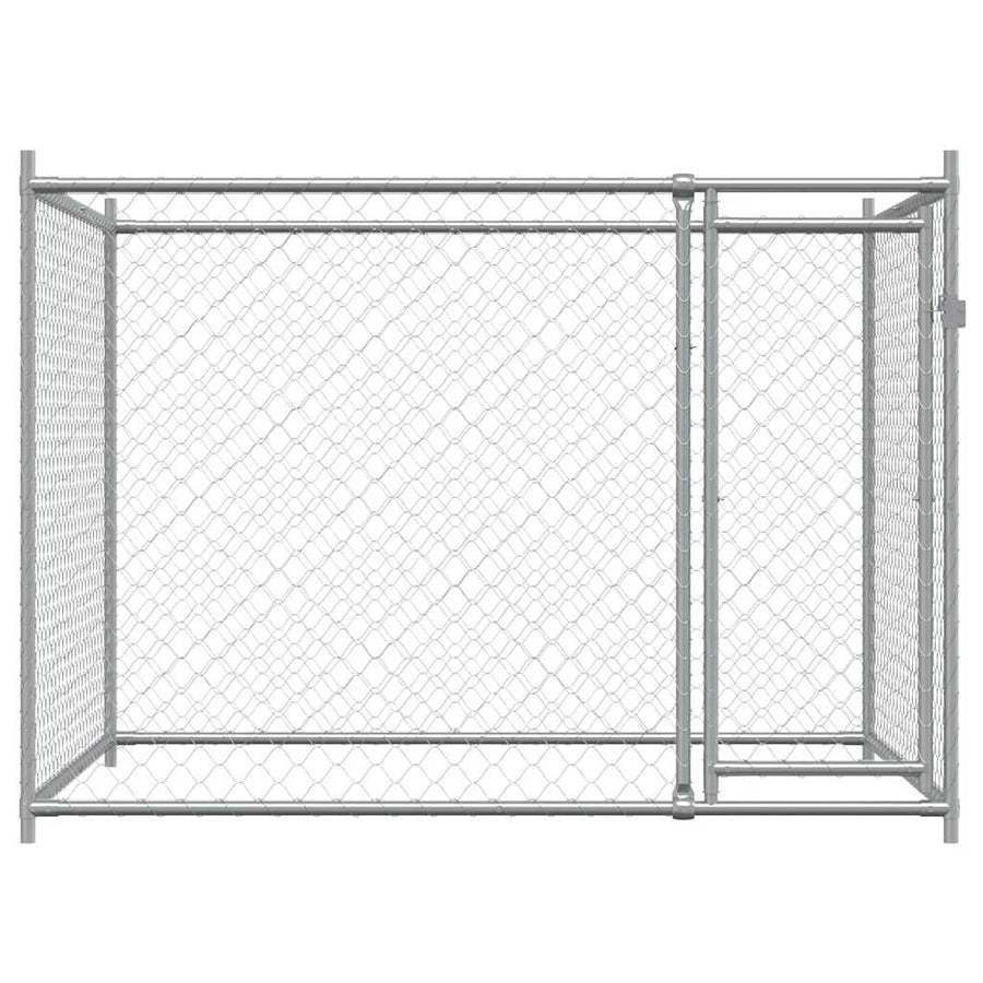 Dog Cage with Door Grey 2x2x1.5 m Galvanised Steel