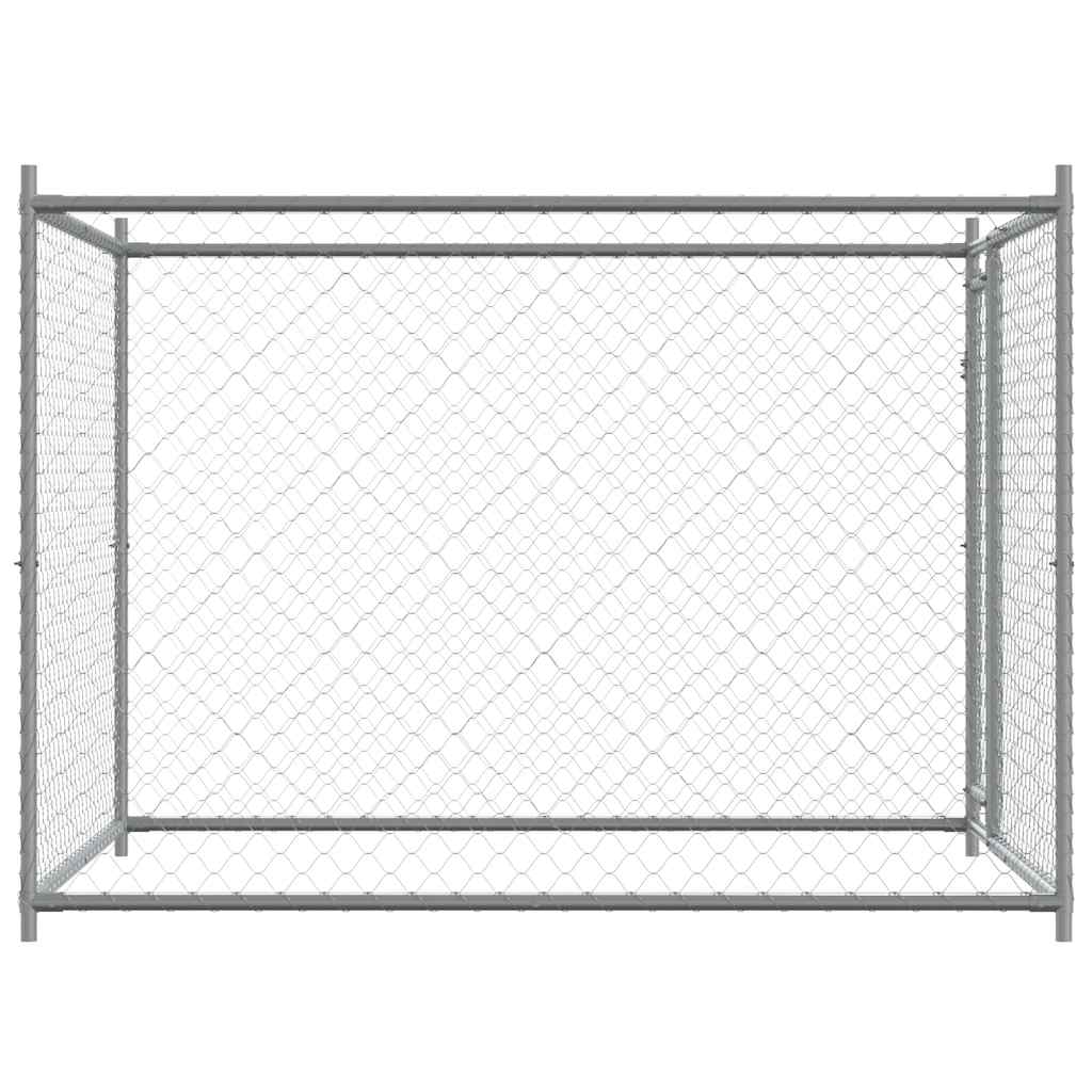 Dog Cage with Door Grey 2x2x1.5 m Galvanised Steel