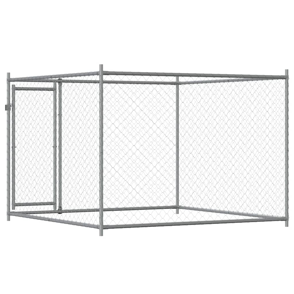 Dog Cage with Door Grey 2x2x1.5 m Galvanised Steel