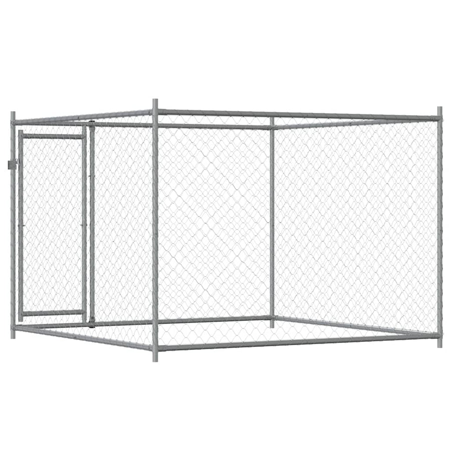 Dog Cage with Door Grey 2x2x1.5 m Galvanised Steel